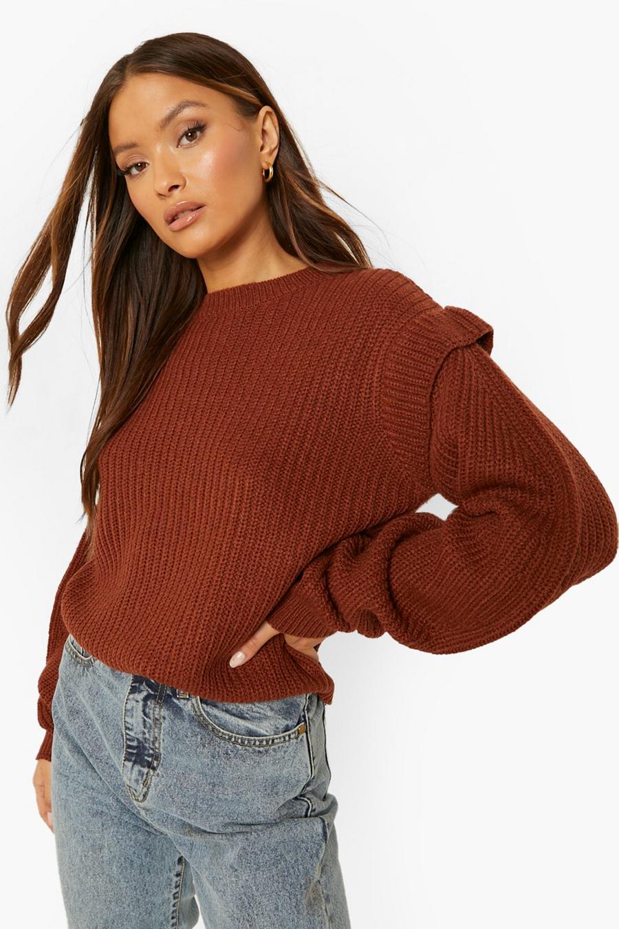 Mahogany brown Shoulder Detail Sweater