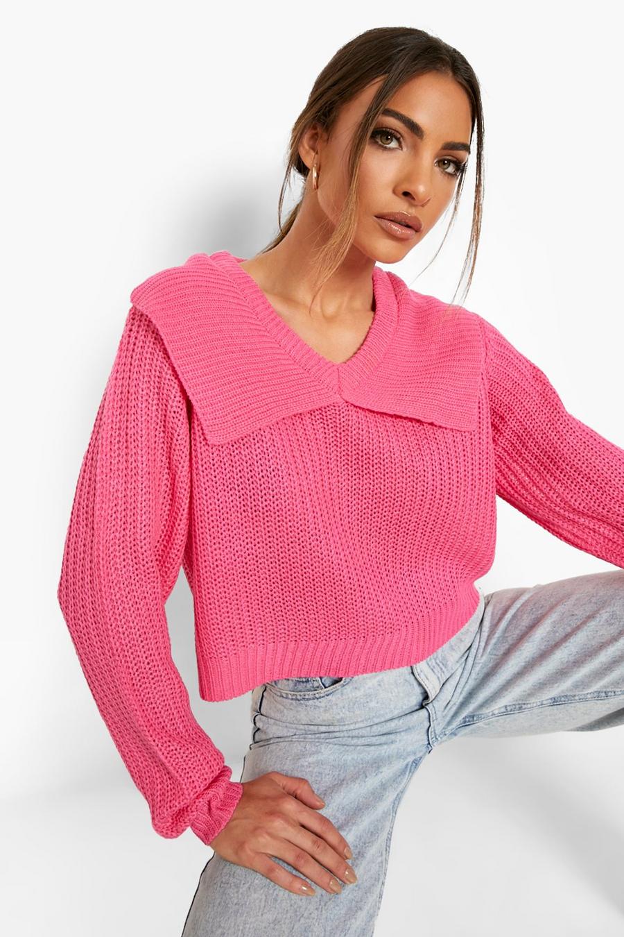 Pink Ruffle Collar Sweater image number 1