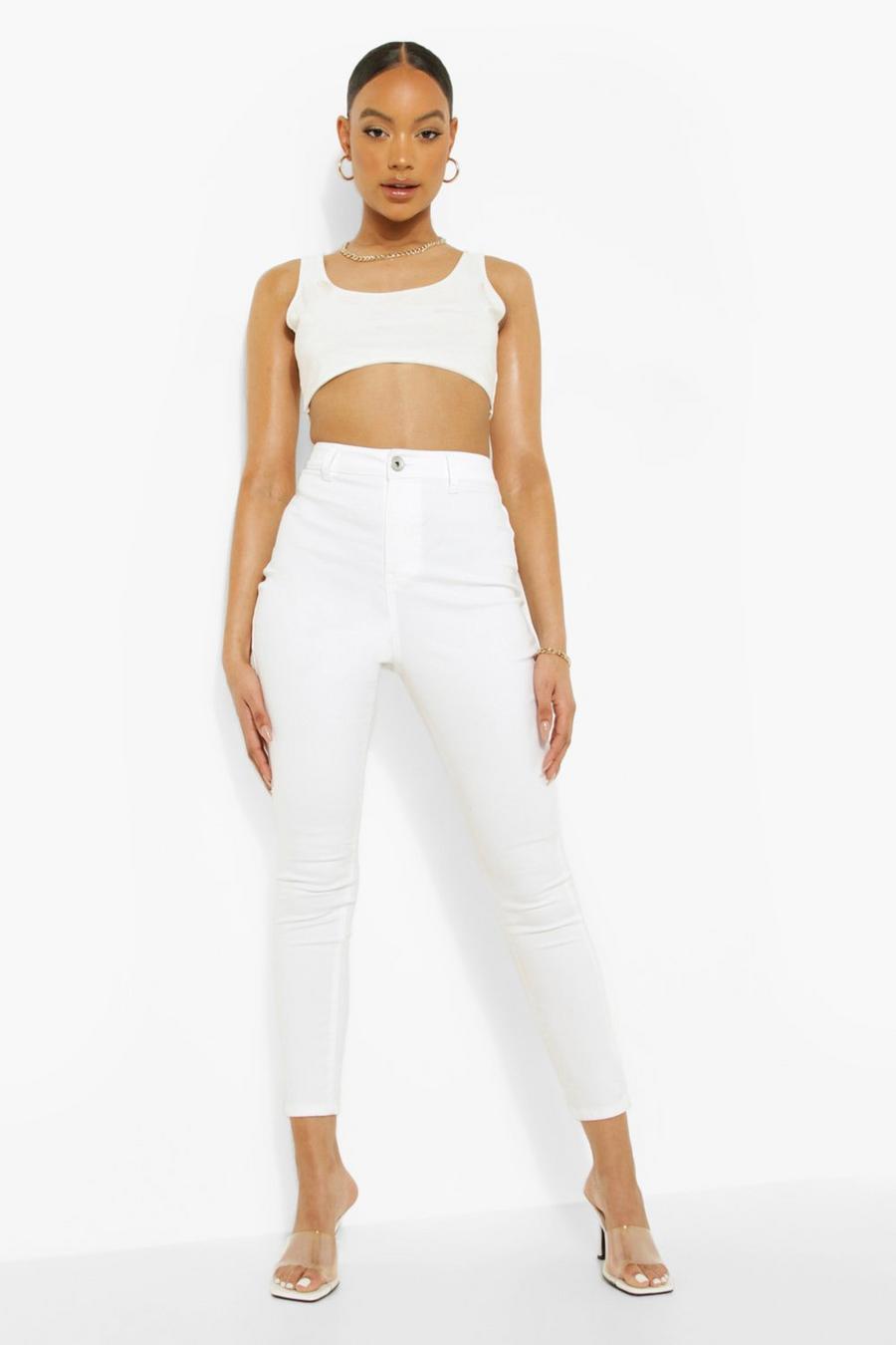 White Disco jeans med hög midja image number 1