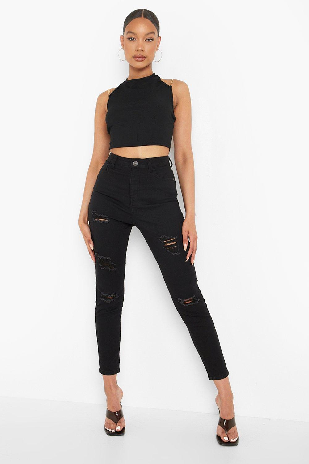 black ripped jeans straight