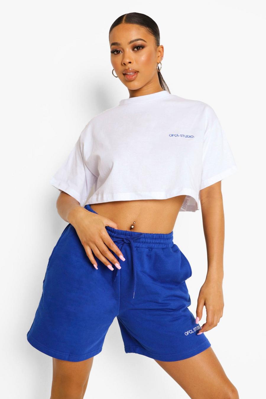 Cobalt T-shirt och shorts med brodyr image number 1