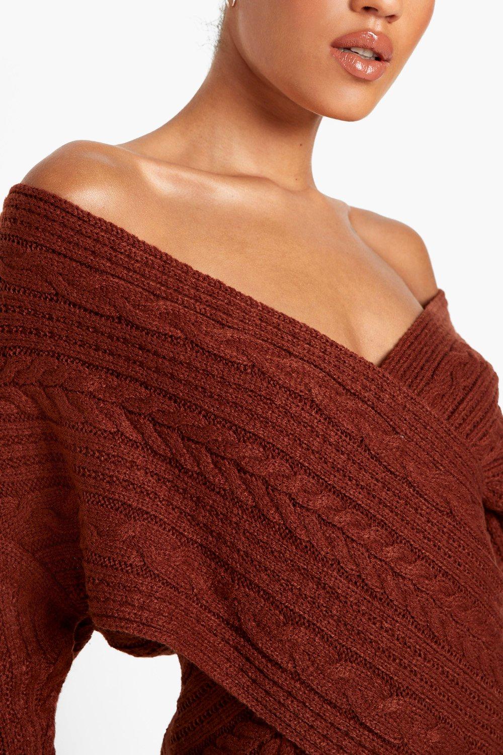 Off the discount shoulder wrap jumper