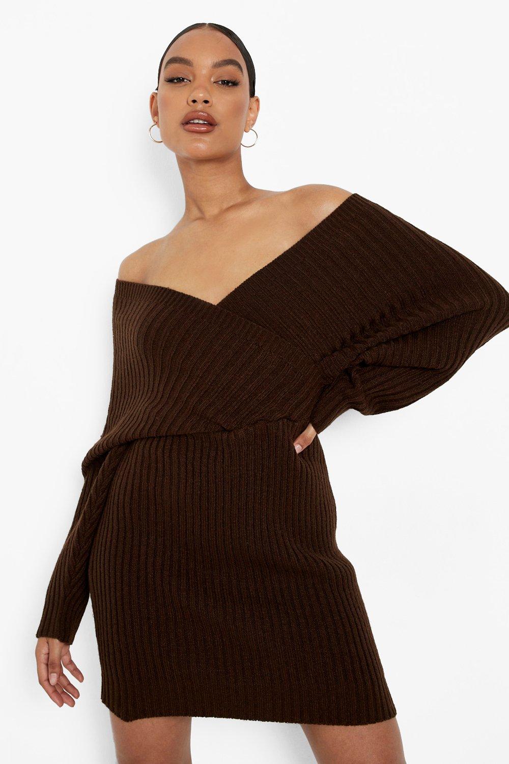 Knitted dress outlet off shoulder