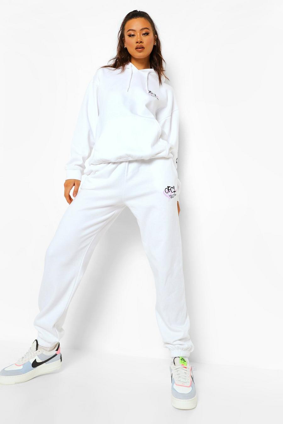 White Ofcl Mysdress med hoodie och graffititryck image number 1
