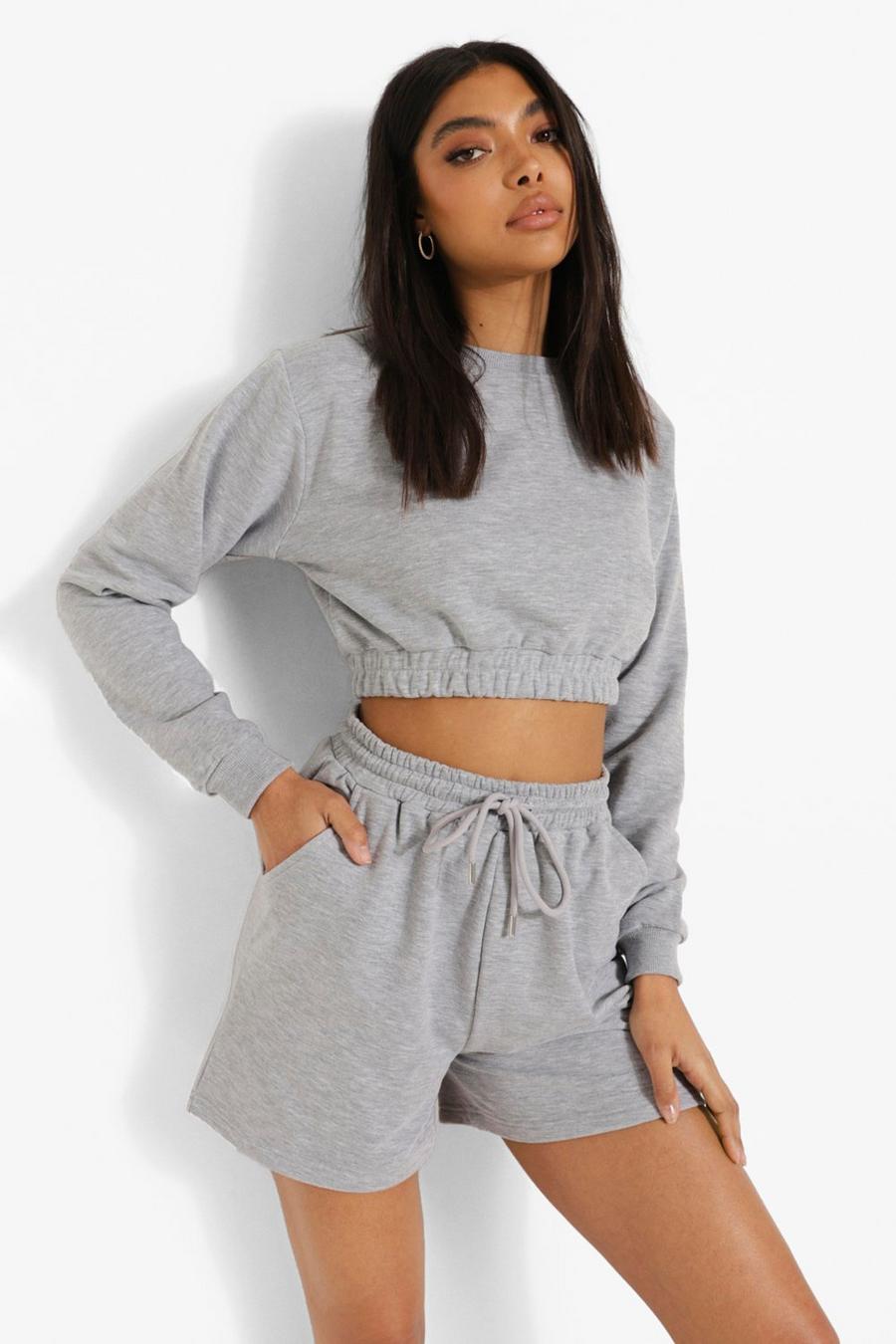 Grey Tall Sweatshirt And Short Tracksuit image number 1