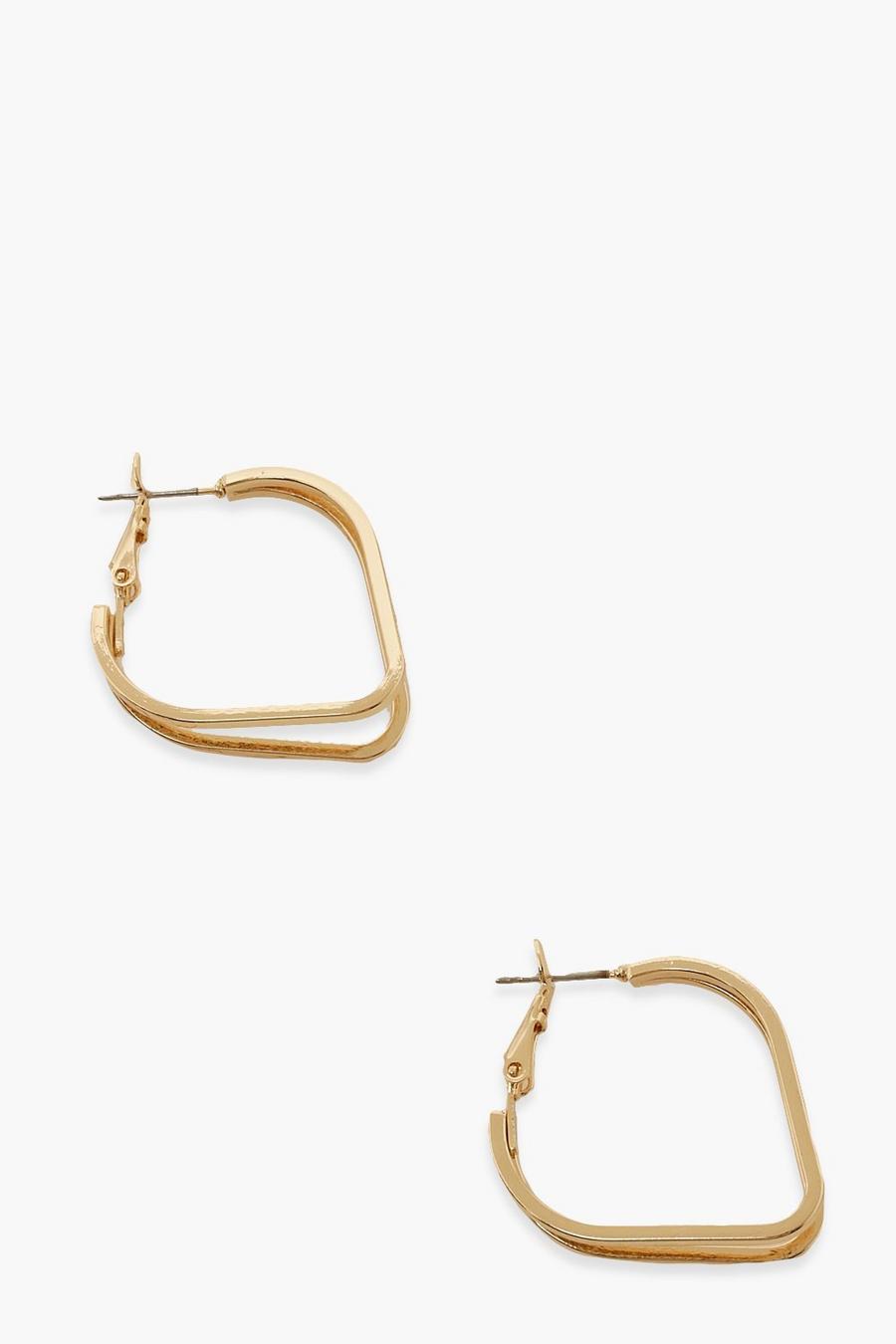 Gold Angled Hoop Earrings image number 1