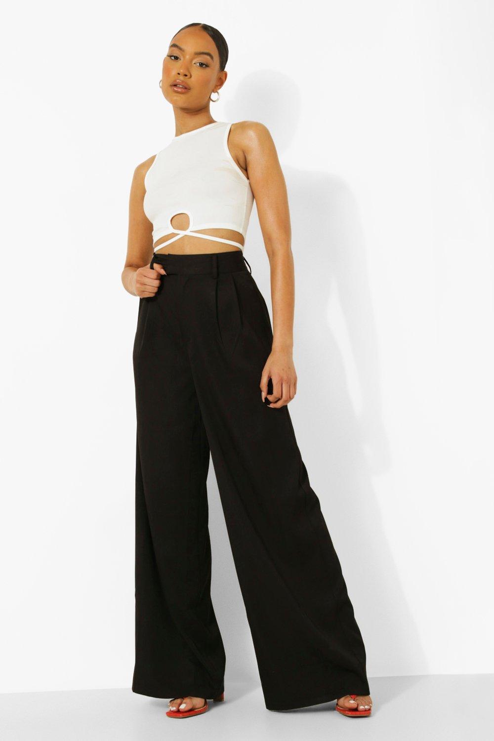 Pleated Woven Wide Leg Pants | boohoo