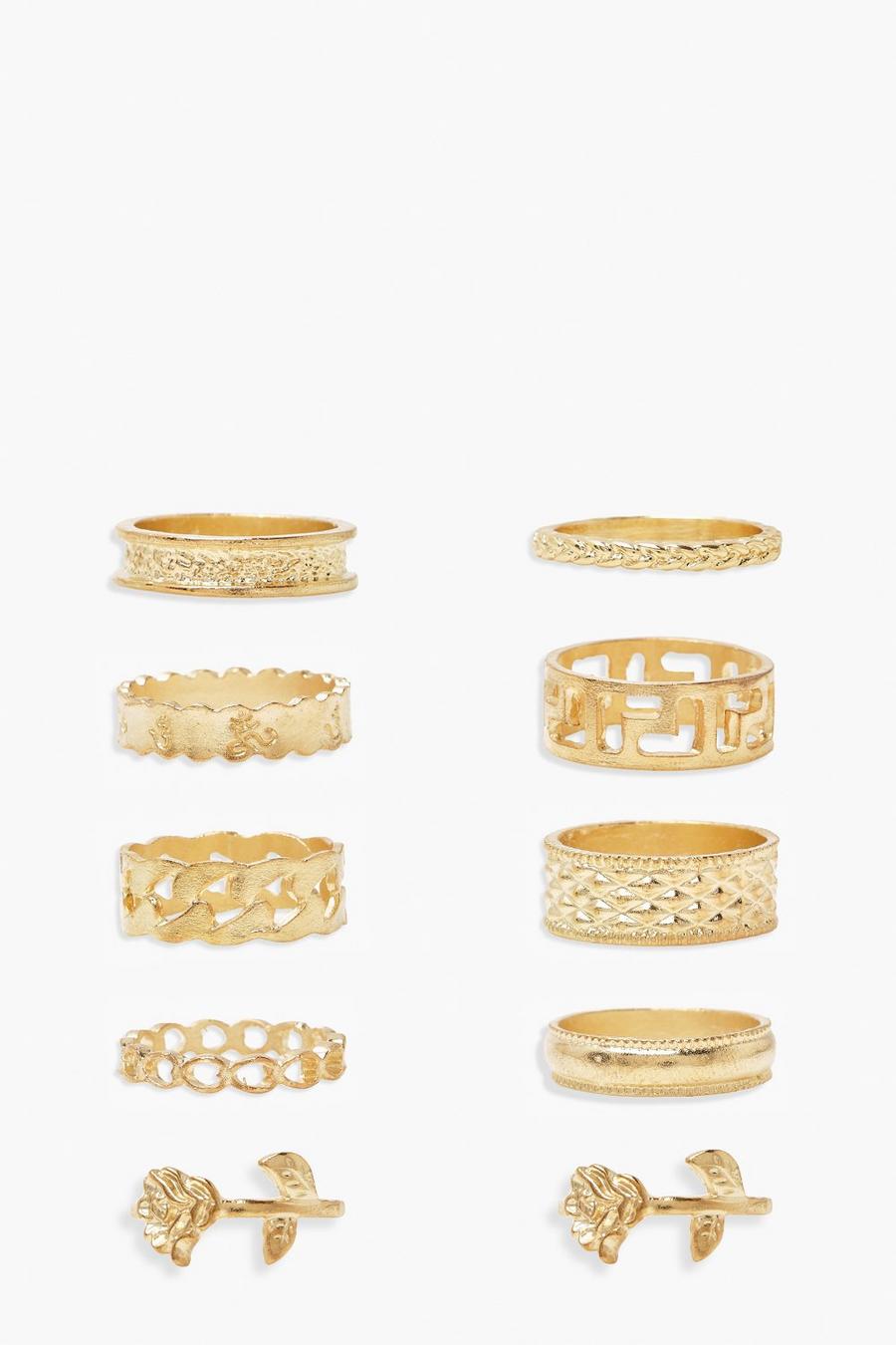 Gold 10 Piece Essentials Ring Pack image number 1