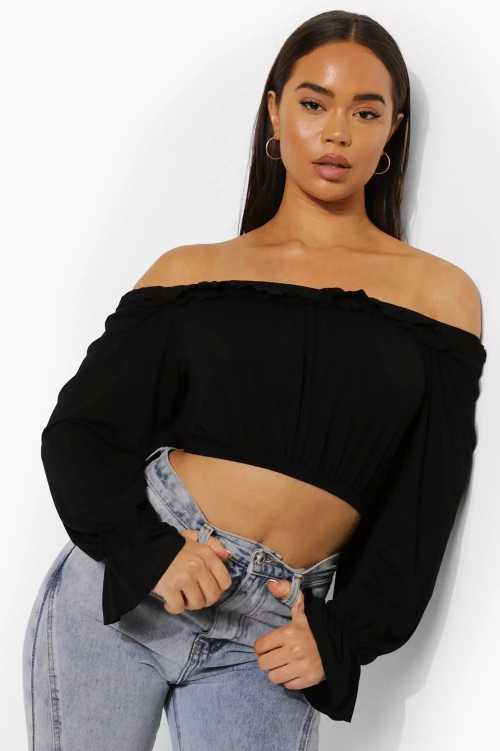 Off shoulder blouse online zwart