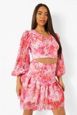 Candy pink Ombre Crochet Lace Pep Hem Skirt