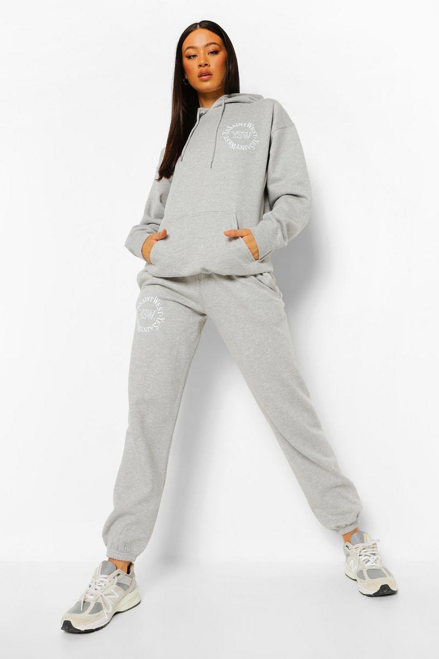 Grey marl Ysw Logo Hooded Tracksuit image number 1