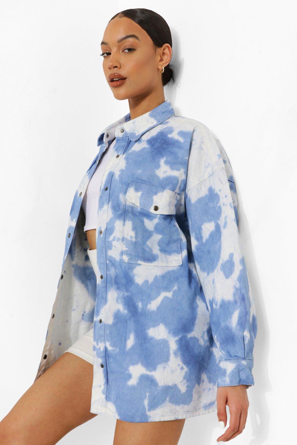 Oversized Denim Tie Dye Shirt