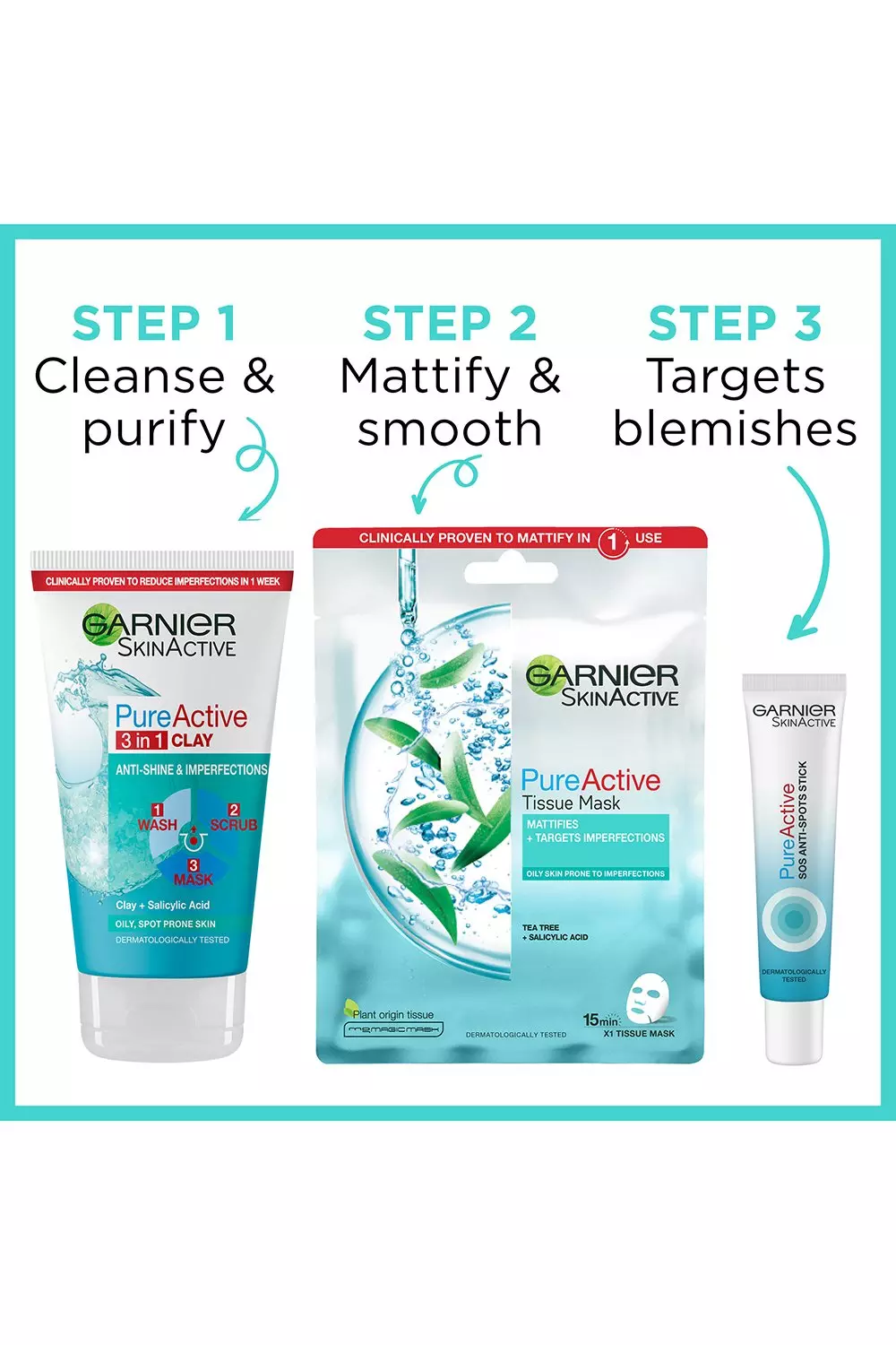 Blue Garnier Pa 3in1 Clay Wash, Scrub & Mask alternative image