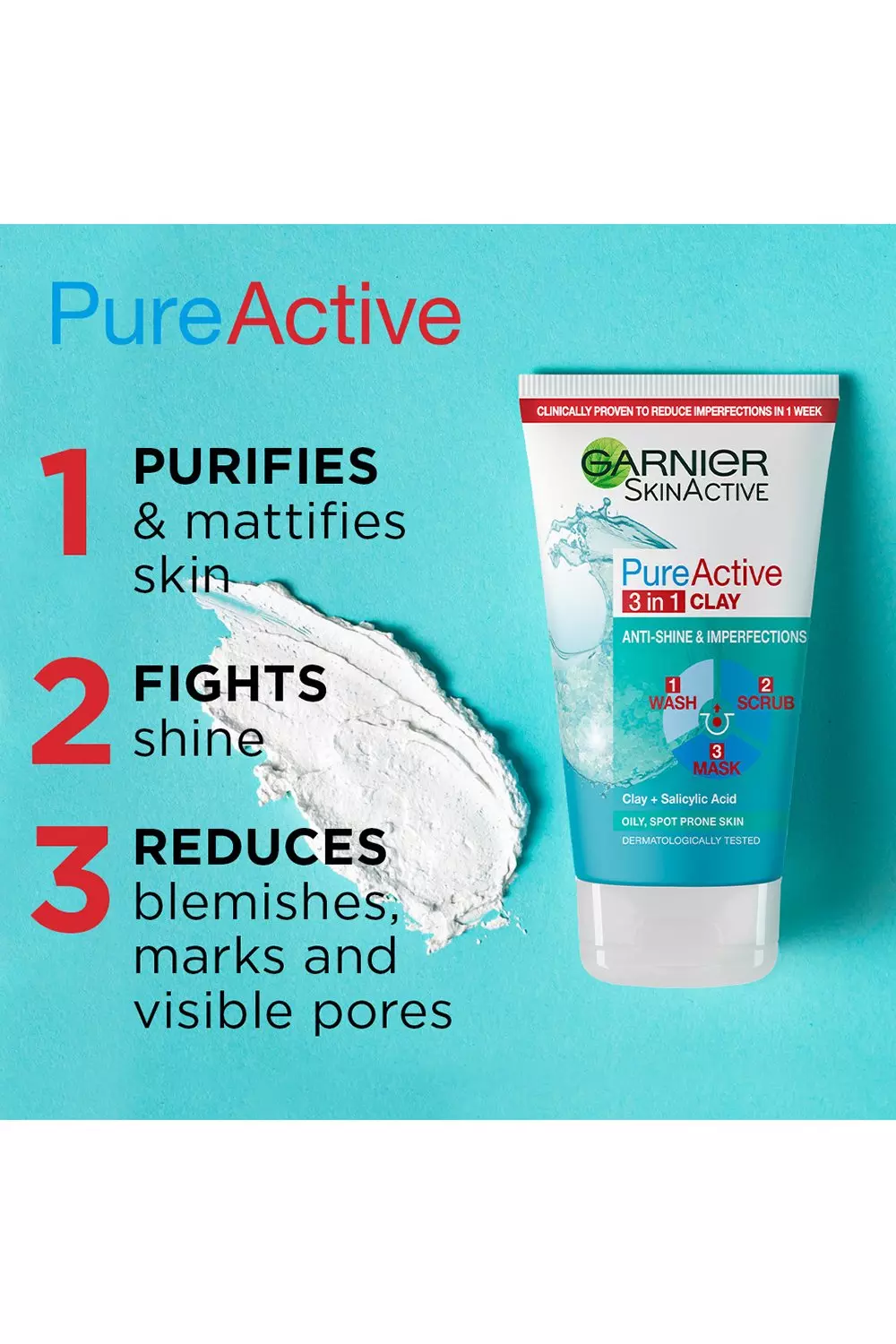 Blue Garnier Pa 3in1 Clay Wash, Scrub & Mask alternative image