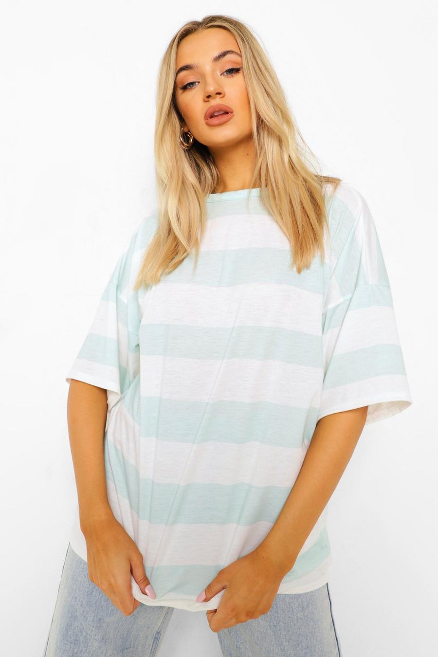 Sage Stripe Oversized T Shirt image number 1