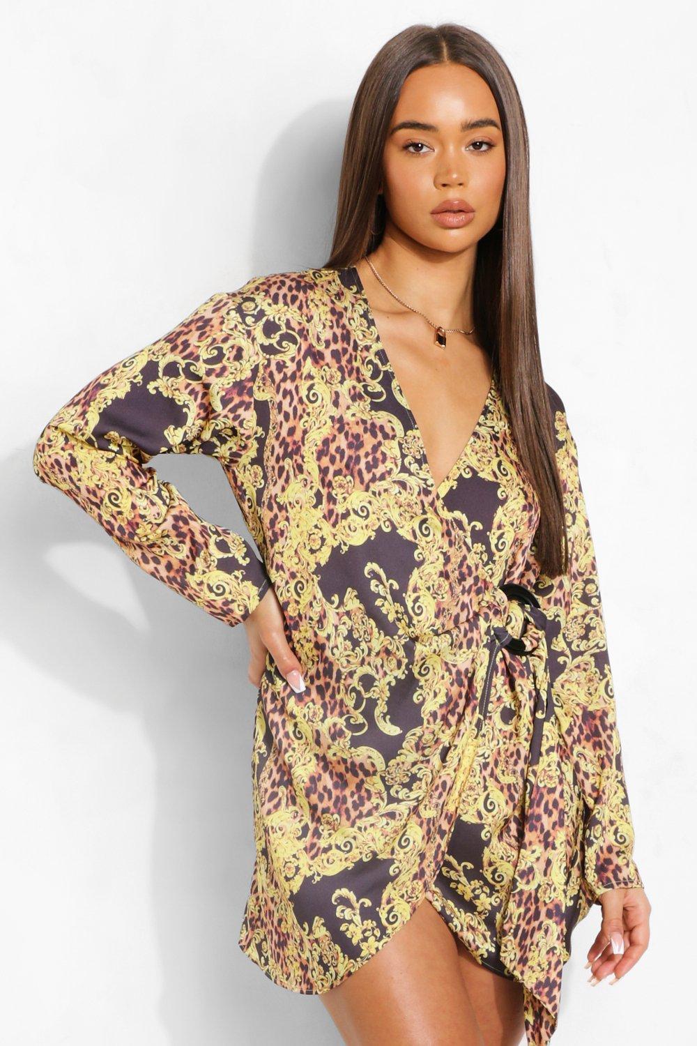 Boohoo chain print clearance dress