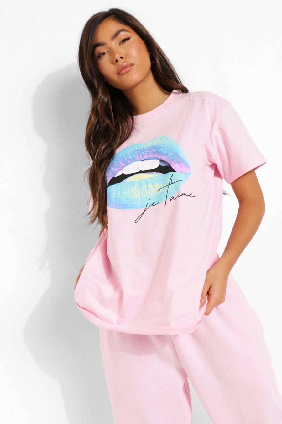 Pale pink T-Shirt Met Lippen image number 1
