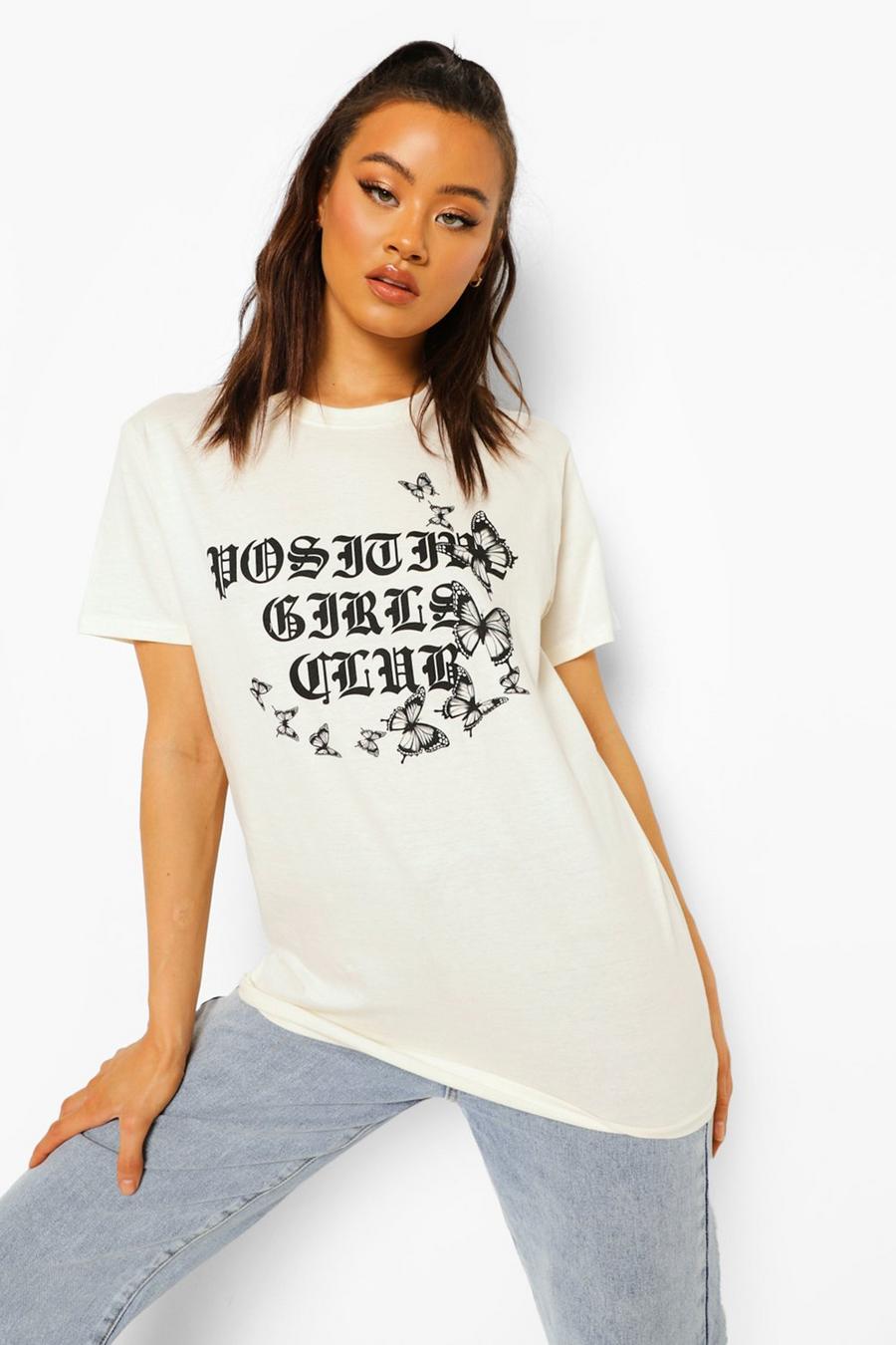 Ecru "Positive Girl Club" T-shirt image number 1