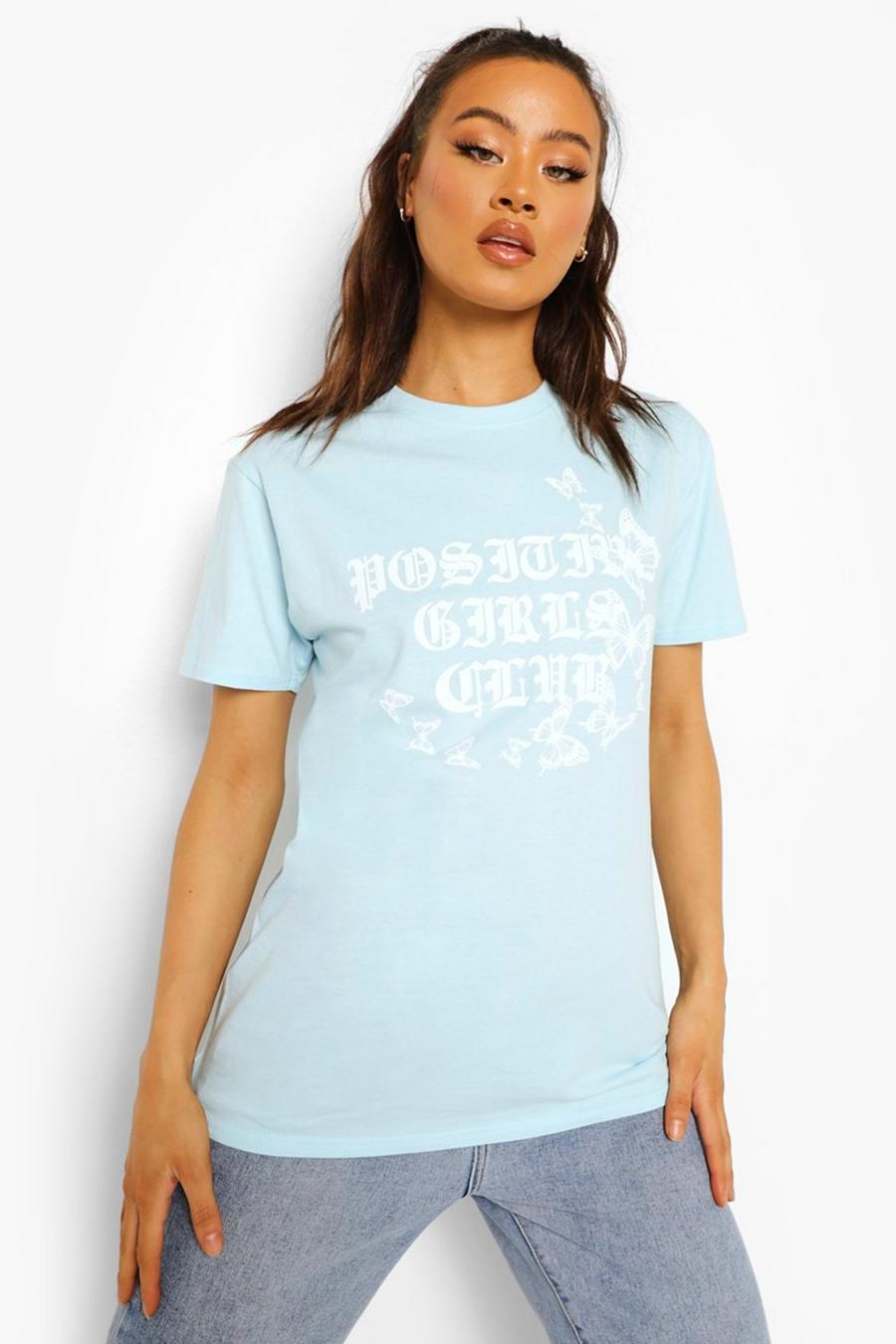T-shirt Positive Girl Club , Bleu clair image number 1