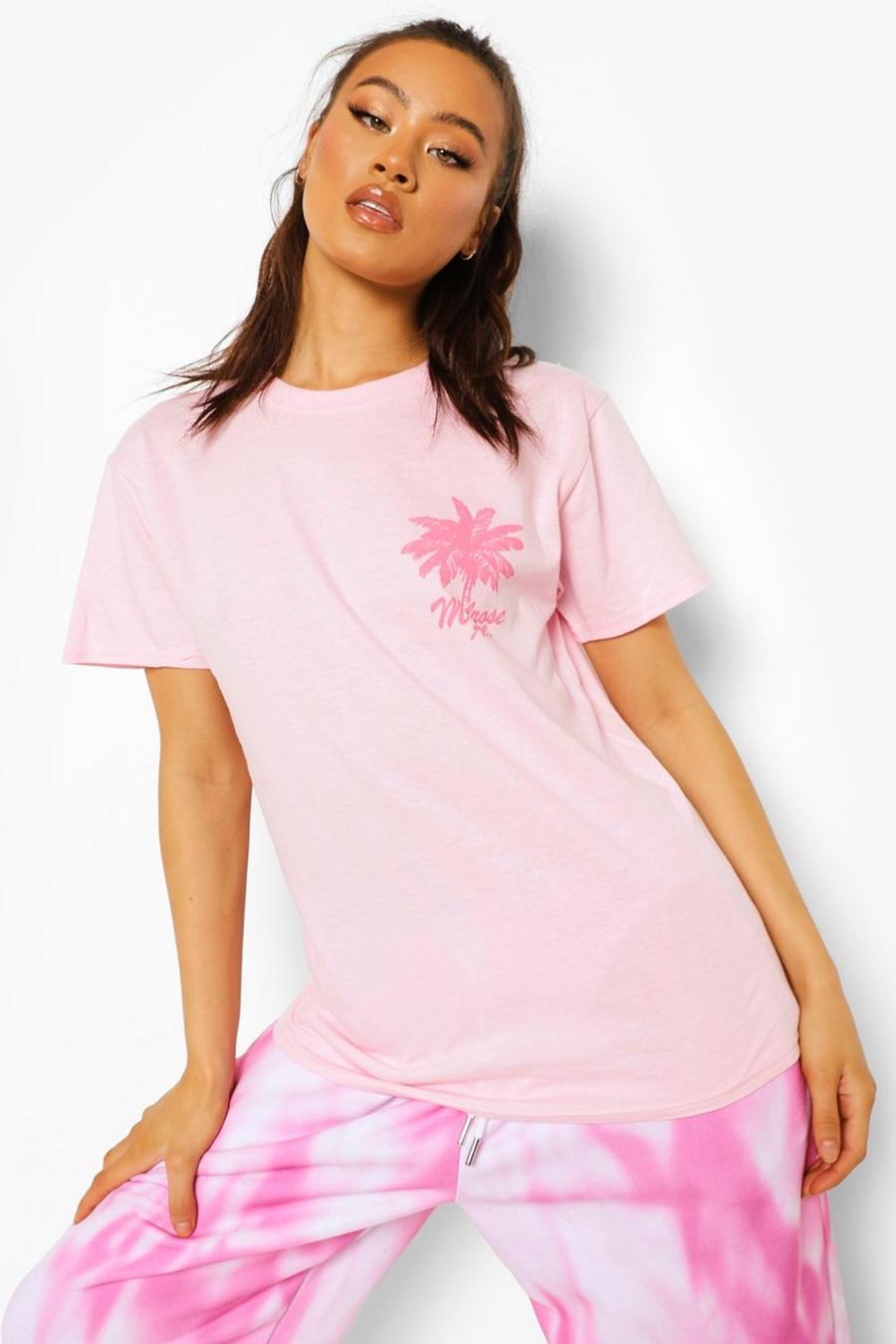 Melrose Ave T-Shirt mit Palmen-Print , Hellrosa image number 1