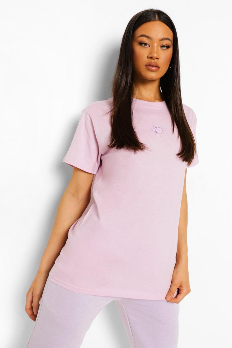Lilac T-shirt med broderad sol image number 1