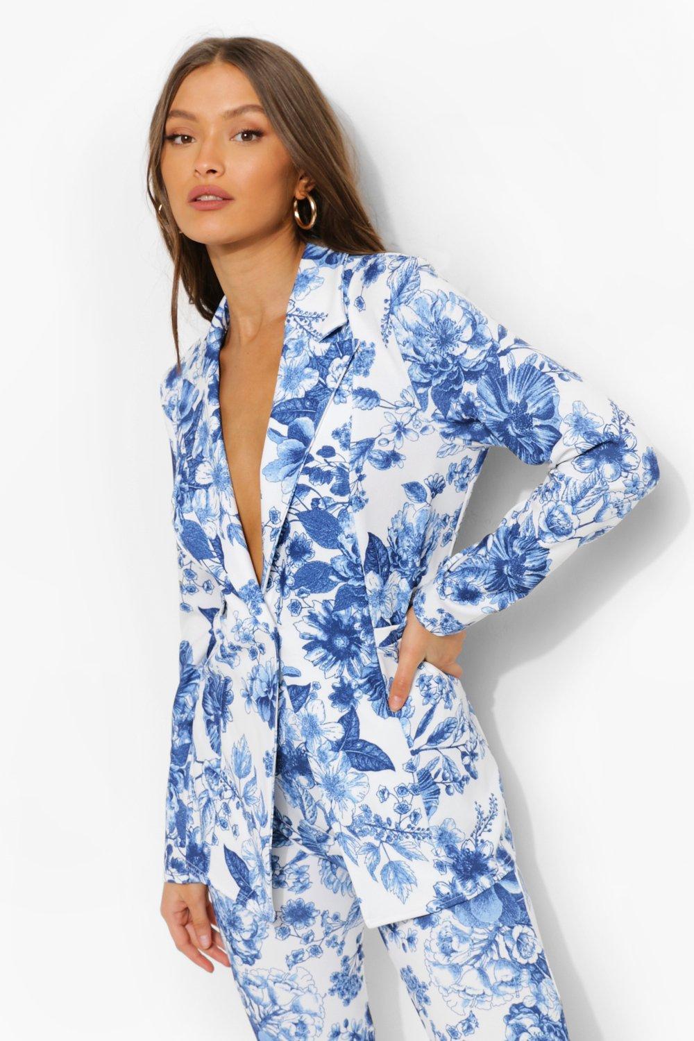 Blue hotsell floral blazer