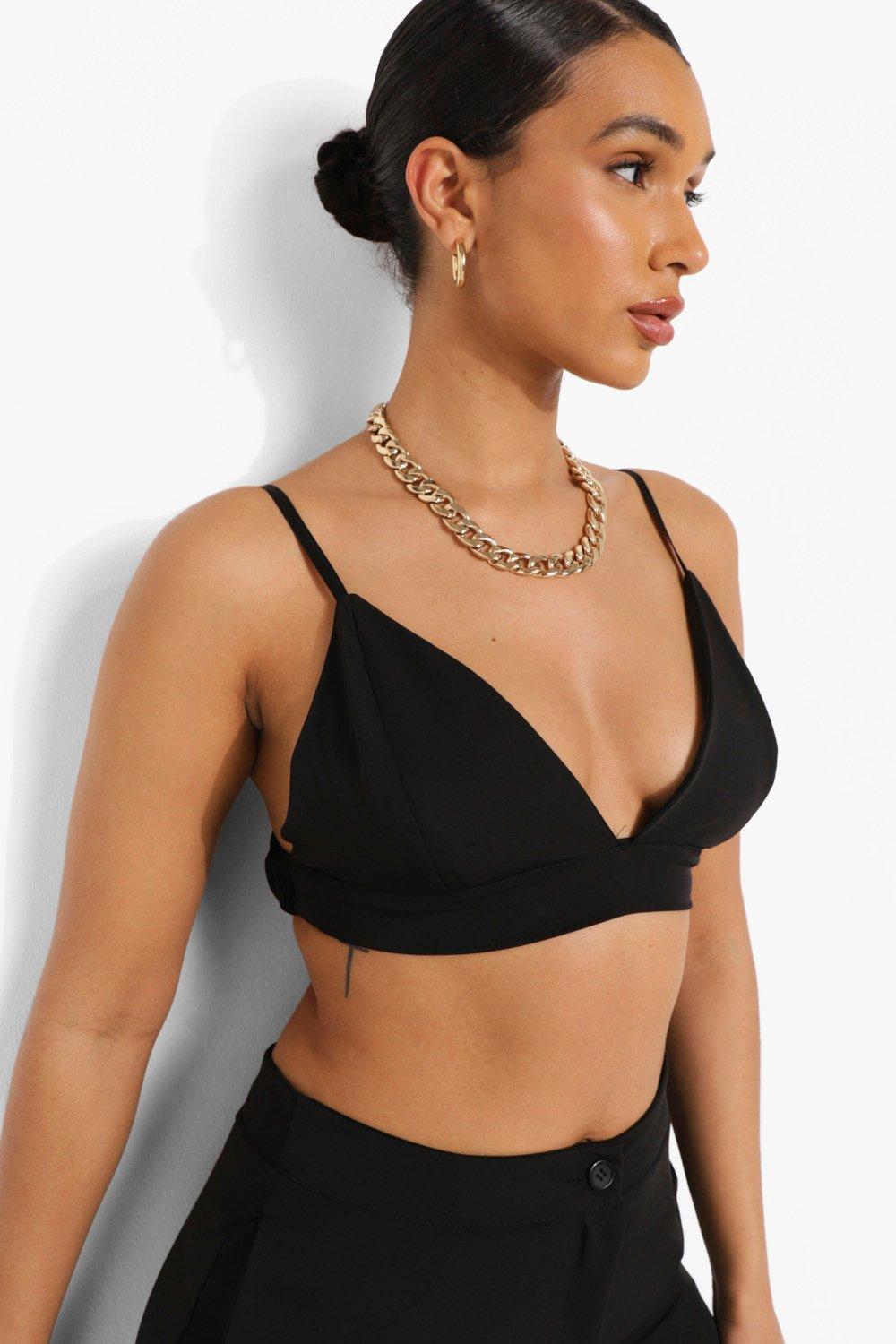 Women's Black Matte Satin Bralette