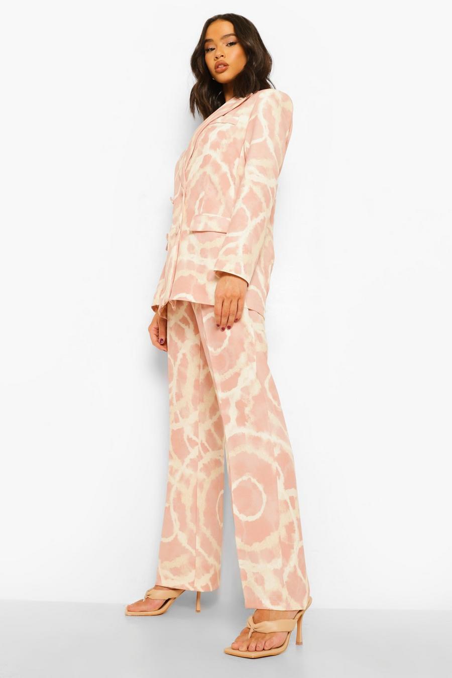 Slim-Fit Hose mit farblich passendem Batik-Muster , Blassrosa image number 1