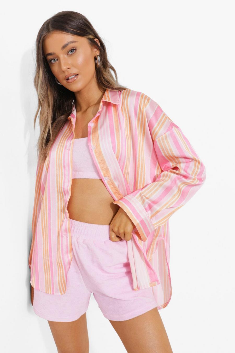 Pink Stripe Oversized Shirt image number 1
