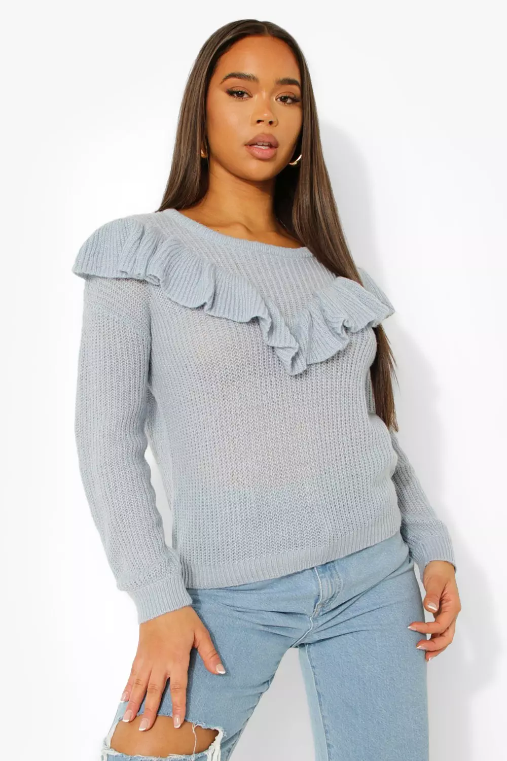 Grey ruffle outlet jumper