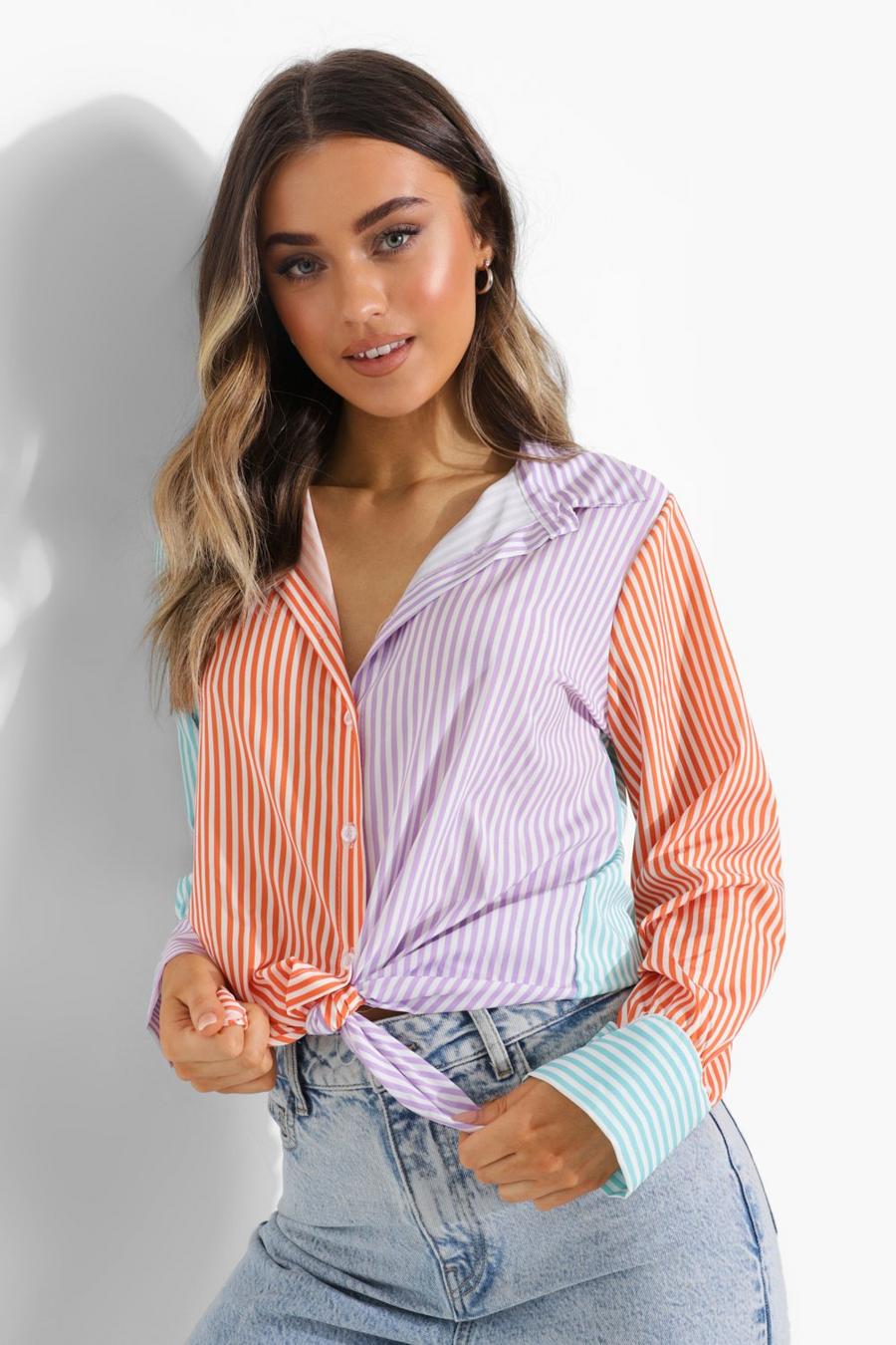 Lilac Pastel Stripe Color Block Shirt image number 1