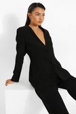 Black Tailored Open Back Fitted Blazer