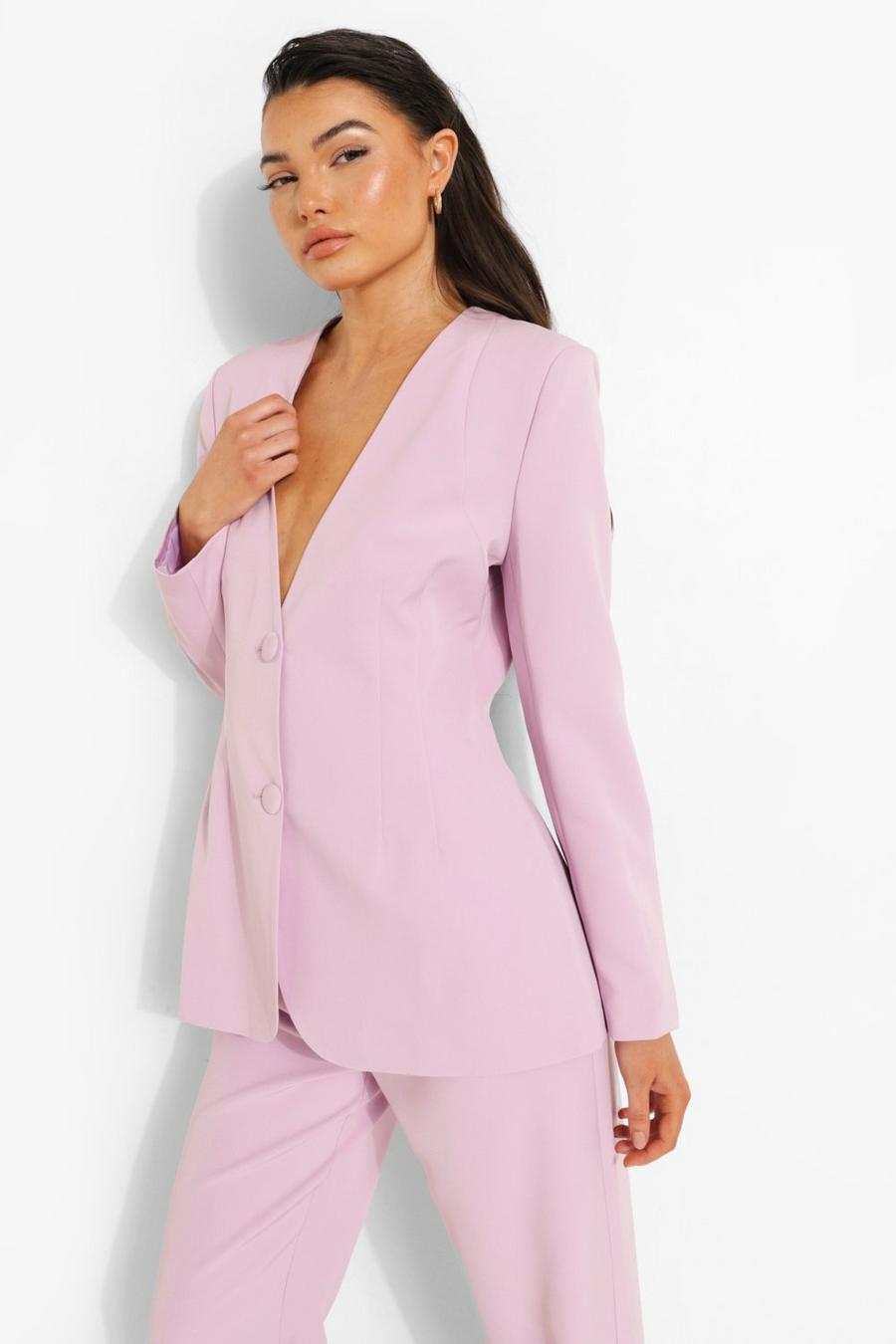 Lilac Tailored Open Back Fitted Blazer image number 1