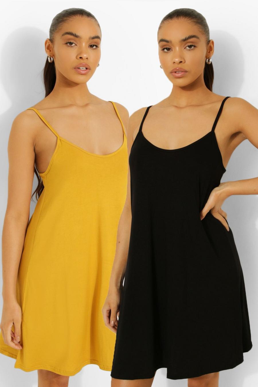 Mustard 2 Pack Strappy Swing Dress image number 1