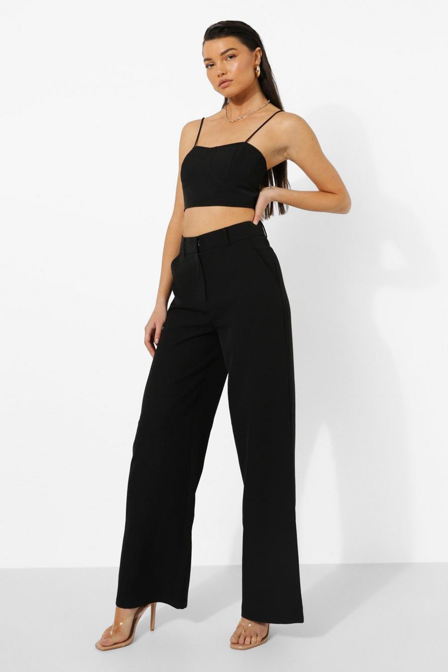 Black Tailored Relaxed Fit Trousers image number 1