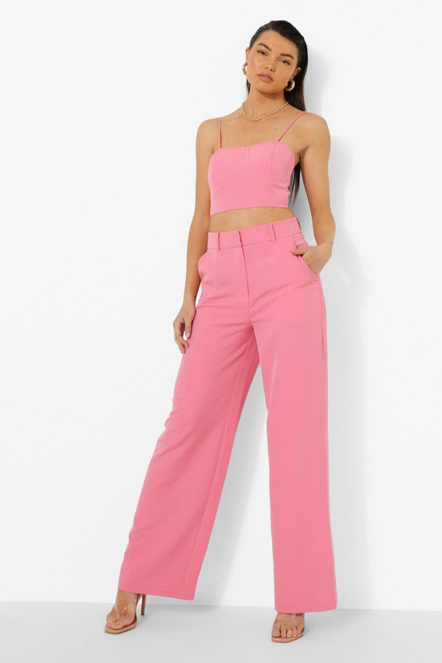 Candy pink Kostymbyxor med ledig passform image number 1