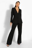 Black Tailored Fit & Flare Trousers