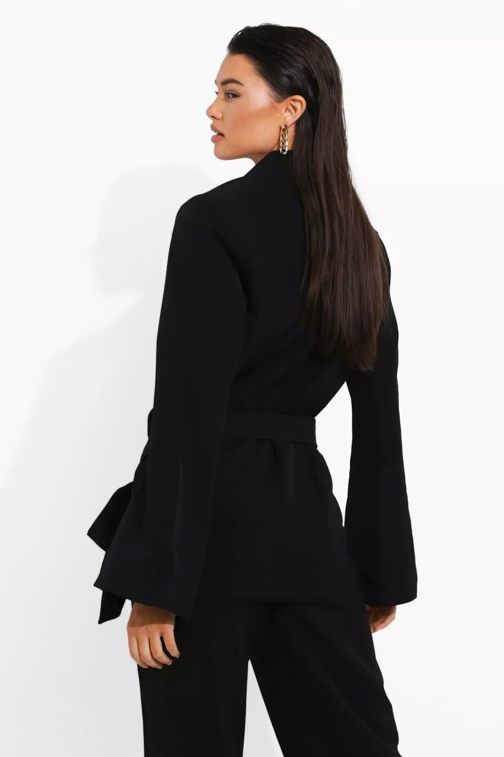 Black Drape Tie Side Tailored Blazer alternative image