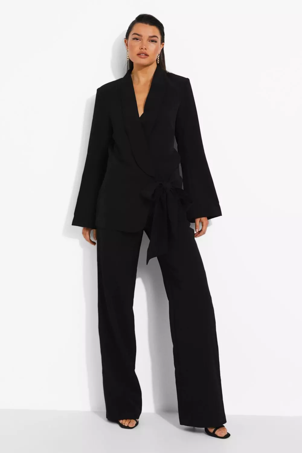 Black Drape Tie Side Tailored Blazer alternative image