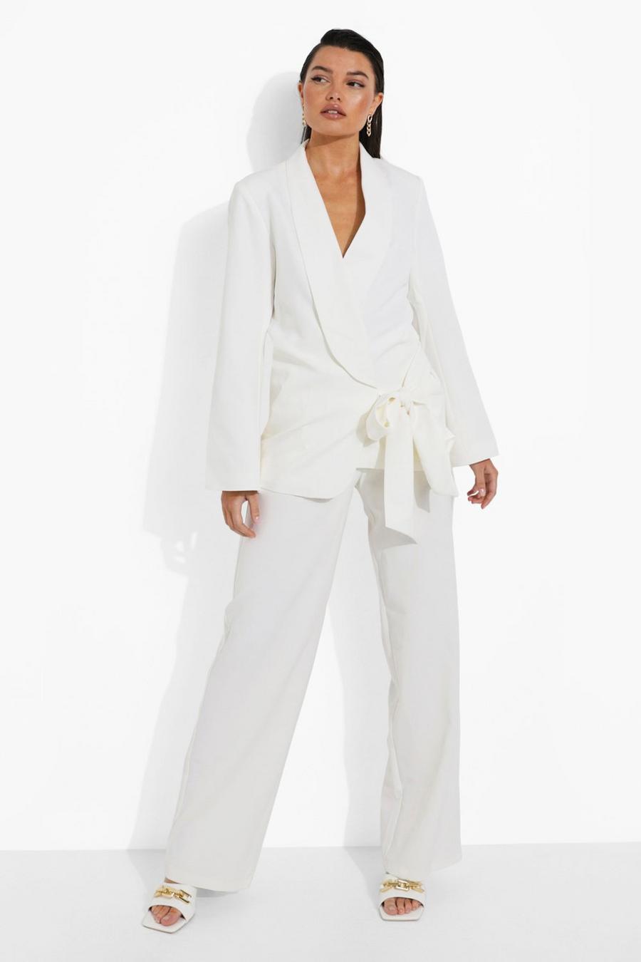 Ivory Tailored Wide Leg Trousers image number 1
