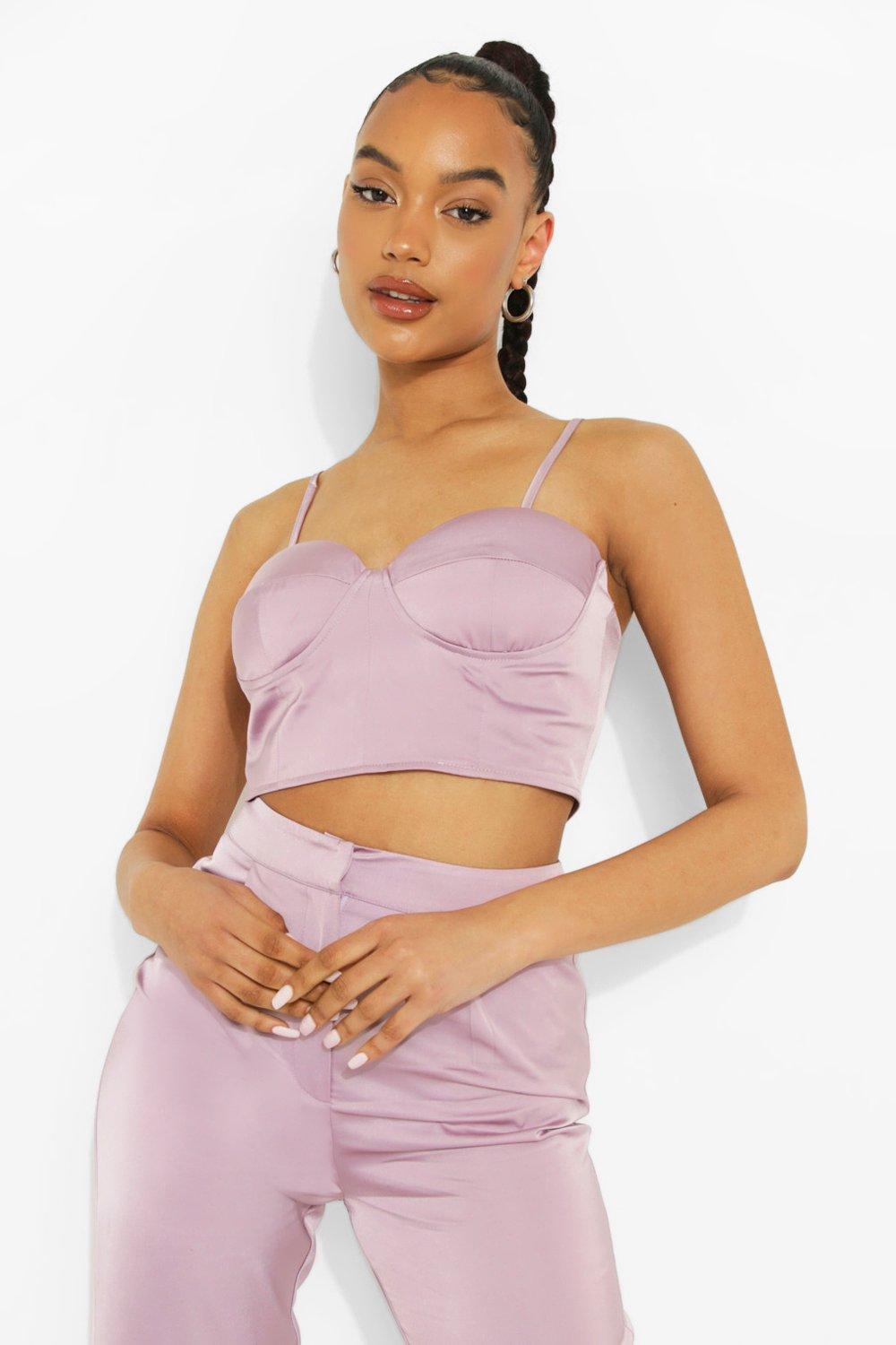 Missguided Tall Floral Print Satin Bralet
