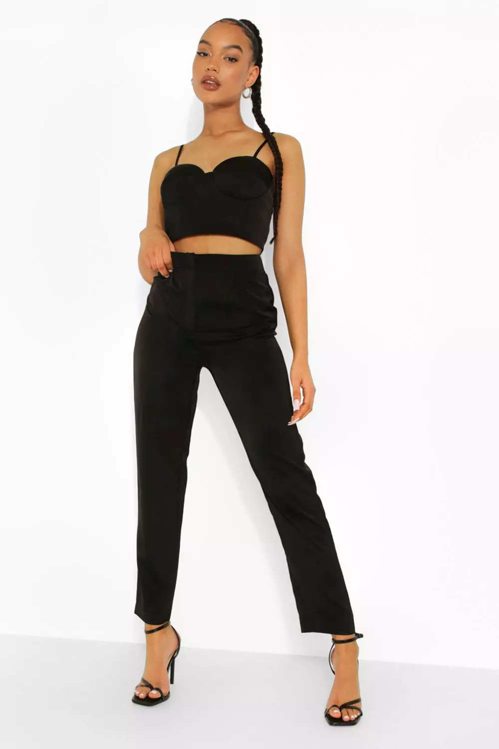 Black satin cigarette clearance trousers