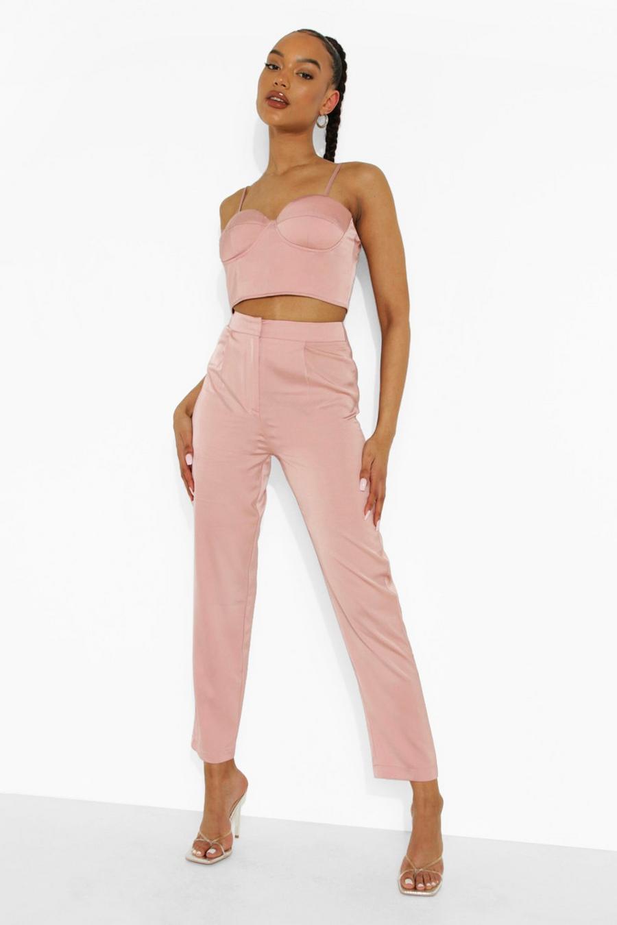 Rose Matte Satin Tailored Trousers image number 1
