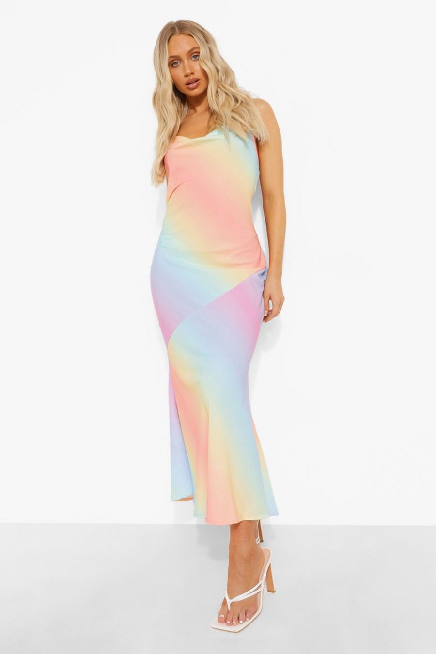 Slip-Kleid aus mattem Satin mit Farbverlauf, Flieder image number 1