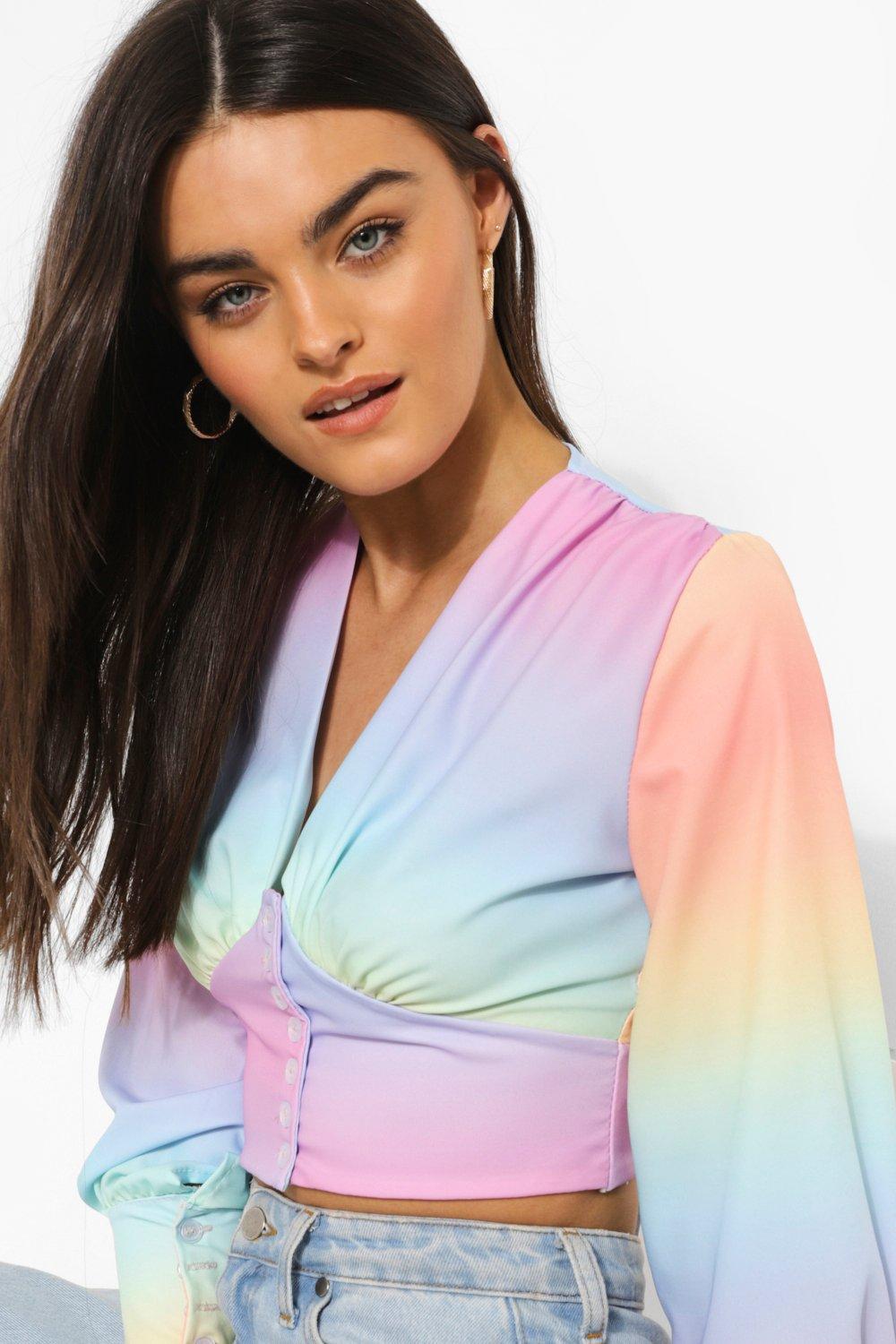 Pink Ombre Satin Blouse