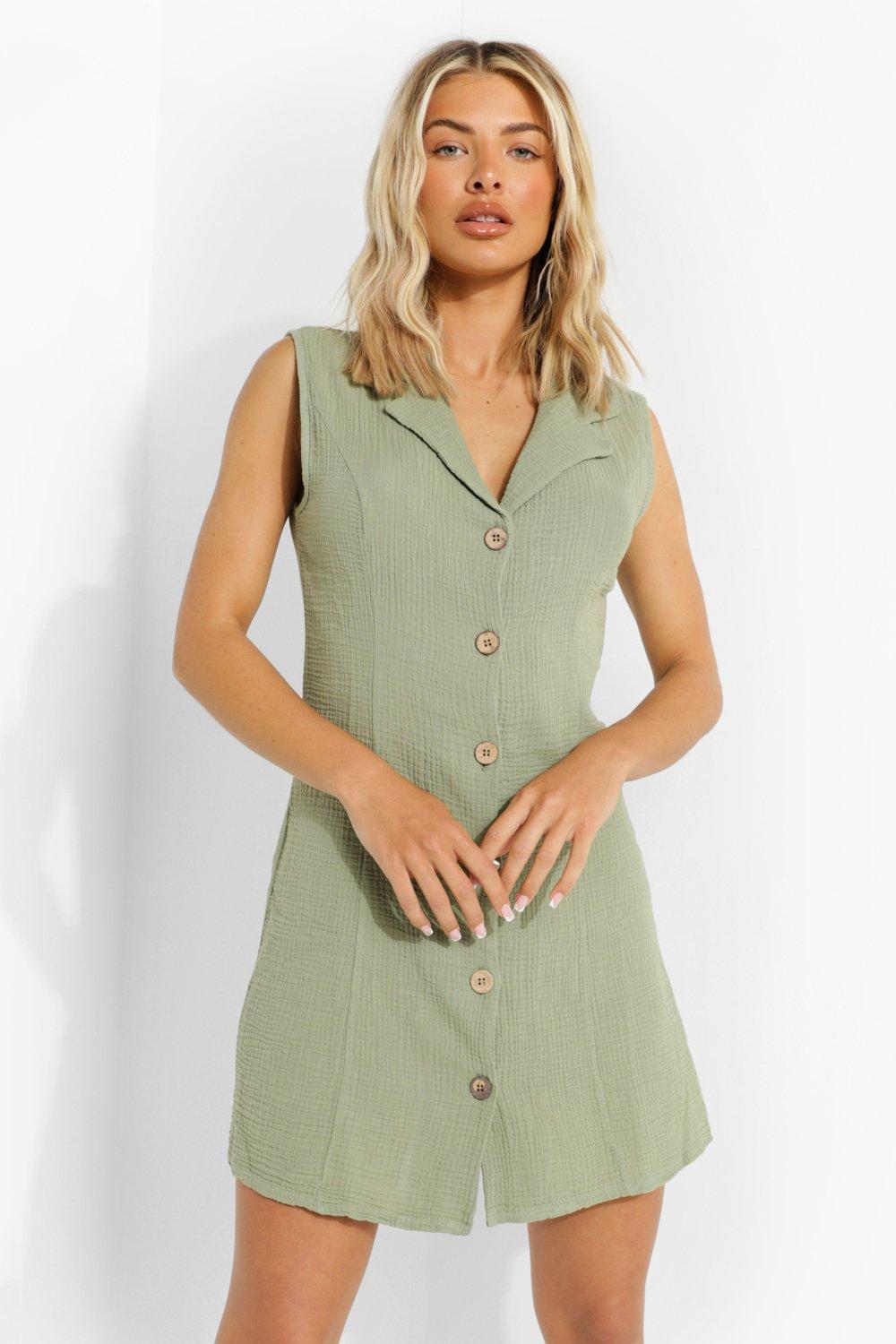 Button front cheap shirt dress