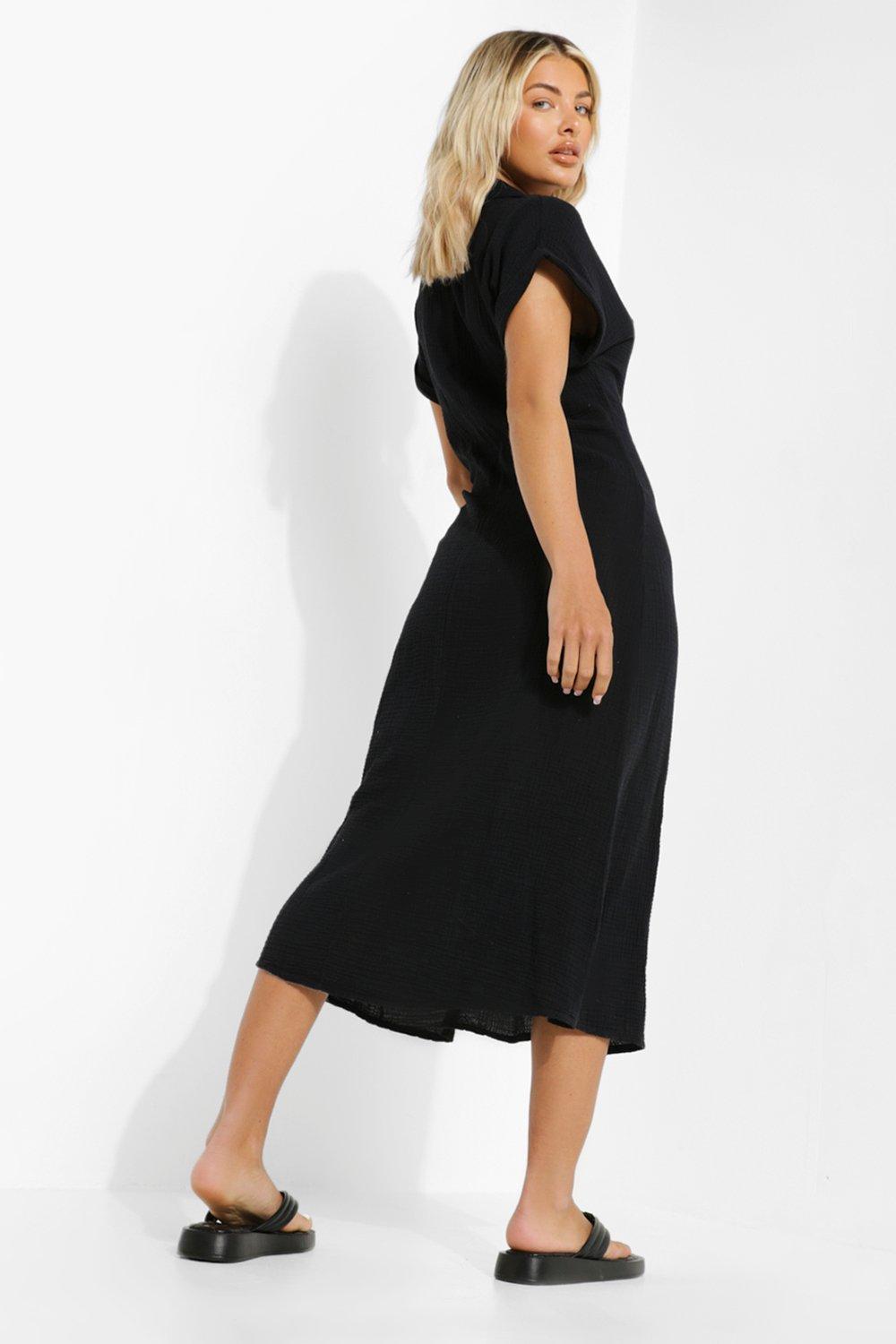 Textured Button Front Shirt Dress | boohoo CA