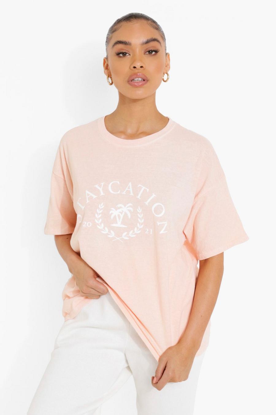 Peach Satycation Overdyed Oversized T Shirt image number 1