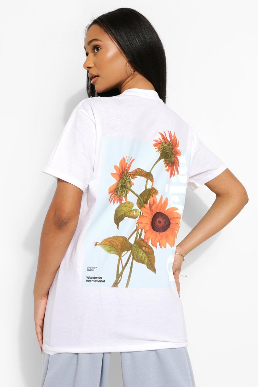 Ecru Official T-shirt med blommor image number 1