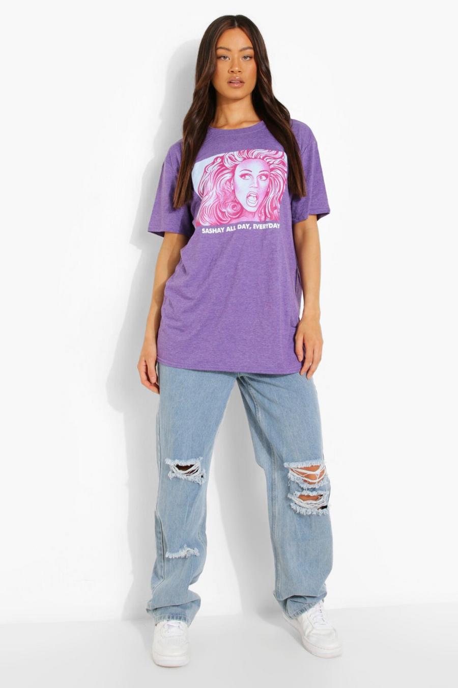 Oversize T-Shirt mit RuPaul-Print, Lilac image number 1
